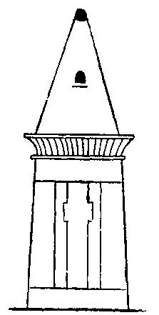 Fig 148.--Theban tomb, with pyramidion, from scene in a
tomb at Sheikh Abd el Gûrneh. 