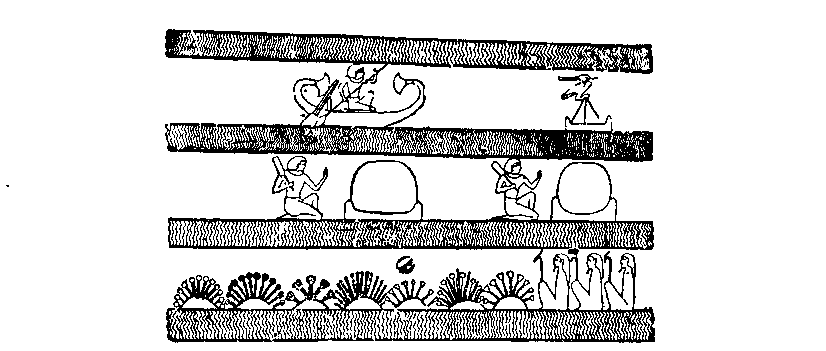 Fig 159.--Wall-painting of the Fields of Aalû, tomb of
Rameses III. 