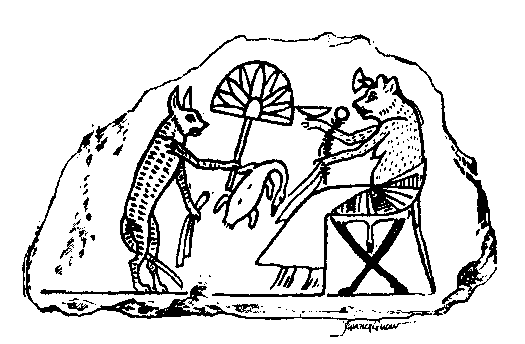 Fig 161.--Comic sketch on ostrakon in New York Museum.