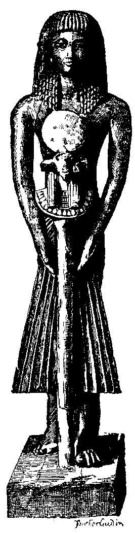 Fig 244.--Wooden statuette of priest, Eighteenth Dynasty. 