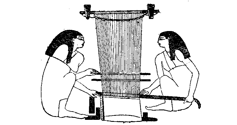 Fig 271.--Women weaving. From wall-scene in tomb of
Khnûmhotep, Beni Hasan, Twelfth Dynasty.