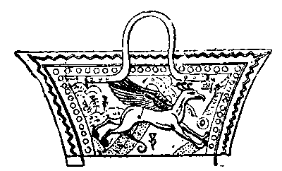 Fig 287. --Ornamental basket in precious metal.
From wall-painting, Twentieth Dynasty.