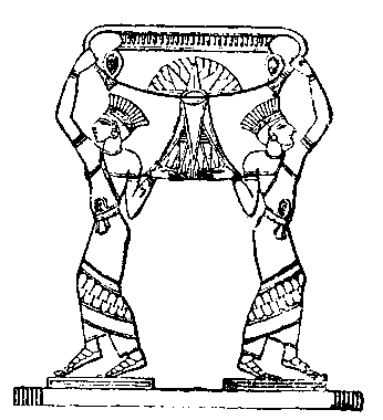 Fig 288.--Crater of precious metal, borne by slaves.
Wall-painting, Eighteenth Dynasty.