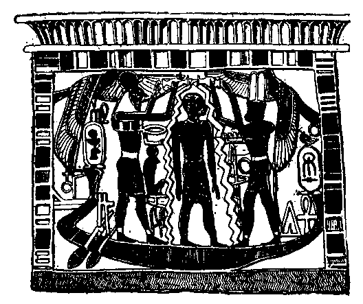 Fig 303.--Pectoral of Queen Aahhotep, bearing
cartouche of King Ahmes I. 