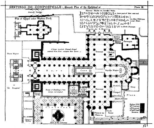 SANTIAGO DE COMPOSTELLA:—Ground Plan of the Cathedral
&c. Plate IX.