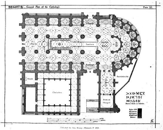 SEGOVIA:—Ground Plan of the Cathedral: Plate XII.

W. West, Lithr. Published by John Murray, Albemarle St. 1865.
