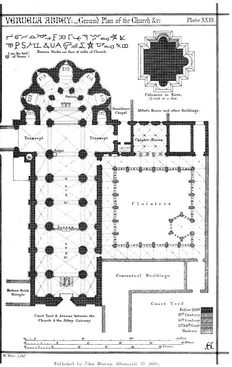 VERUELA ABBEY: Ground Plan of the Church Plate XXIII.

W. West, Lithr.

Published by John Murray, Albemarle St. 1865.