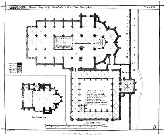 PAMPLONA:—Ground Plans of the Cathedral:—and of San
Saturnino: Plate XXV.

Published by John Murray, Albemarle St. 1865.