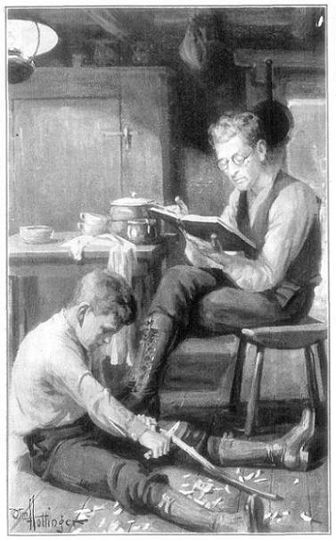 "In the evenings sometimes I read while Jerry
whittled."