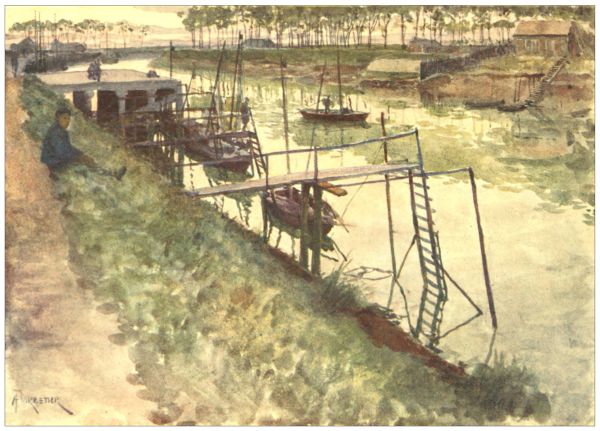 NIEUPORT—
The Quay, with Eel-boats and Landing-stages.