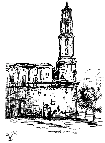 The old Convent and Bell Tower of the Church of San
Francisco,—now used as a Custom House.