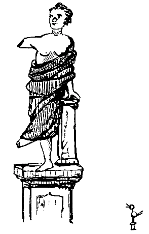 A gay (but slightly mutilated) old plaster-of-Paris girl,
that I found in one of the avenues of the Bishop's Garden, on the
"Cerro."