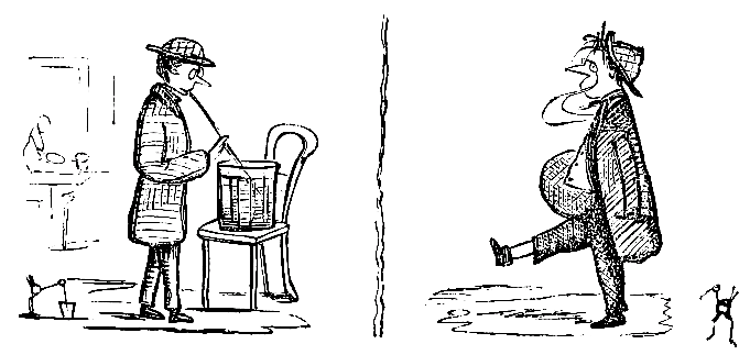 Our Artist indulges in a panale frio (a sort of
lime-ade), at the CafÃ© Dominica, and gets so "set up," that he vows he
won't go home till morning.