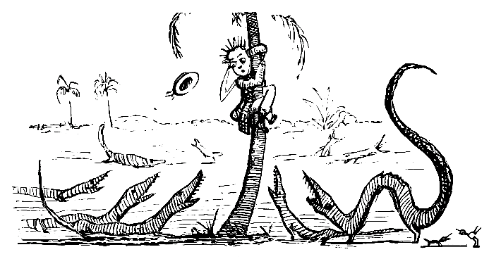 Our Artist, on an entomological expedition in the
Bishop's Garden, is disagreeably surprised to find such sprightly
specimens.