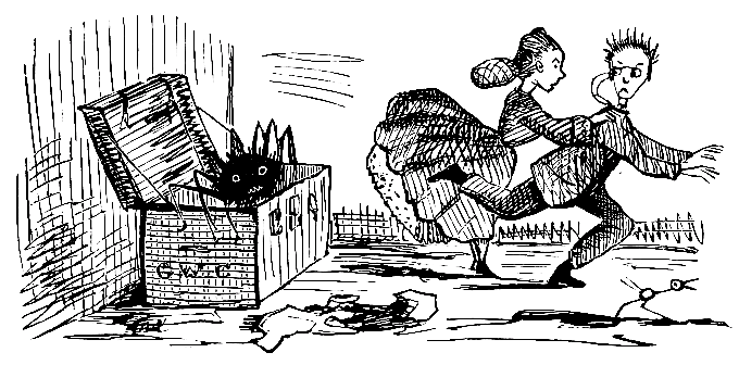 Alarm of Our Artist and Wife, upon going to their room to
pack, and discovering that a Tarantula has taken possession of their
trunk.