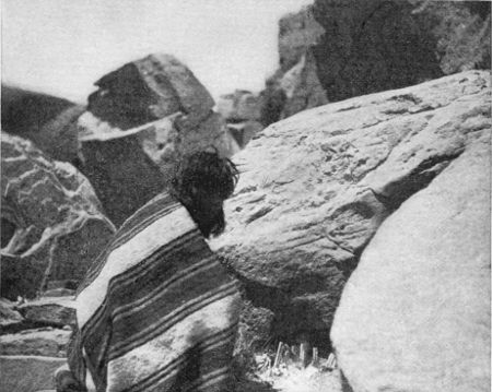 The Chief Antelope Priest depositing Pahos at the Shrine of the Spider Woman.