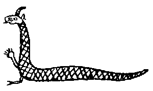 Fig. 2.—The Earliest Babylonian Conception of the
Dragon Tiamat—(from a Cylinder-seal in the British Museum, after
L. W. King).