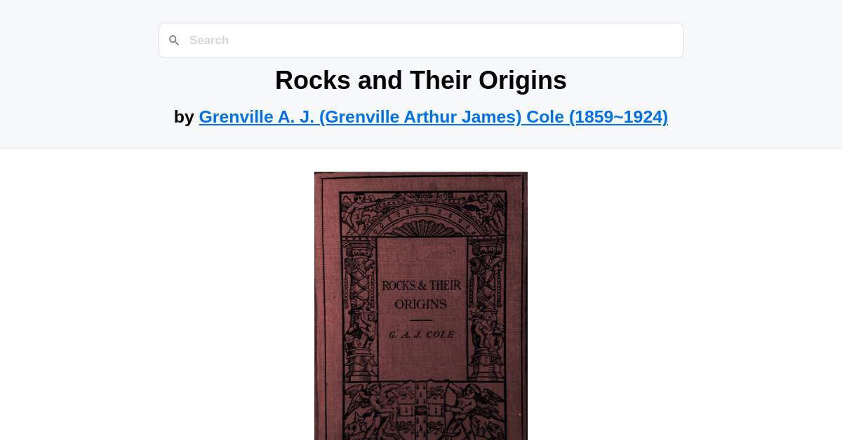 Literature Rocks Rocks and Their Origins by Grenville A. J. (Grenville Arthur James ...