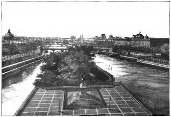 STATUE OF HENRY IV. (PONT-NEUF).—THE LOUVRE.
VIEW FROM THE WESTERN POINT OF THE ILE DE LA CITÉ.