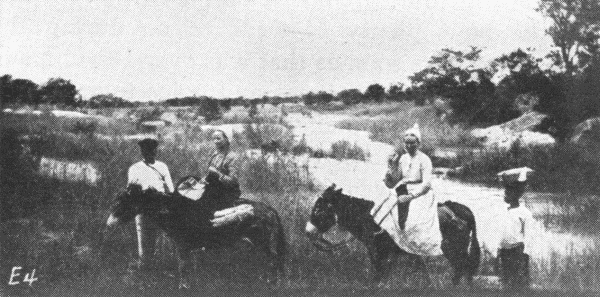 Sisters Engle Crossing the Tuli River in the Matopo
Hills.