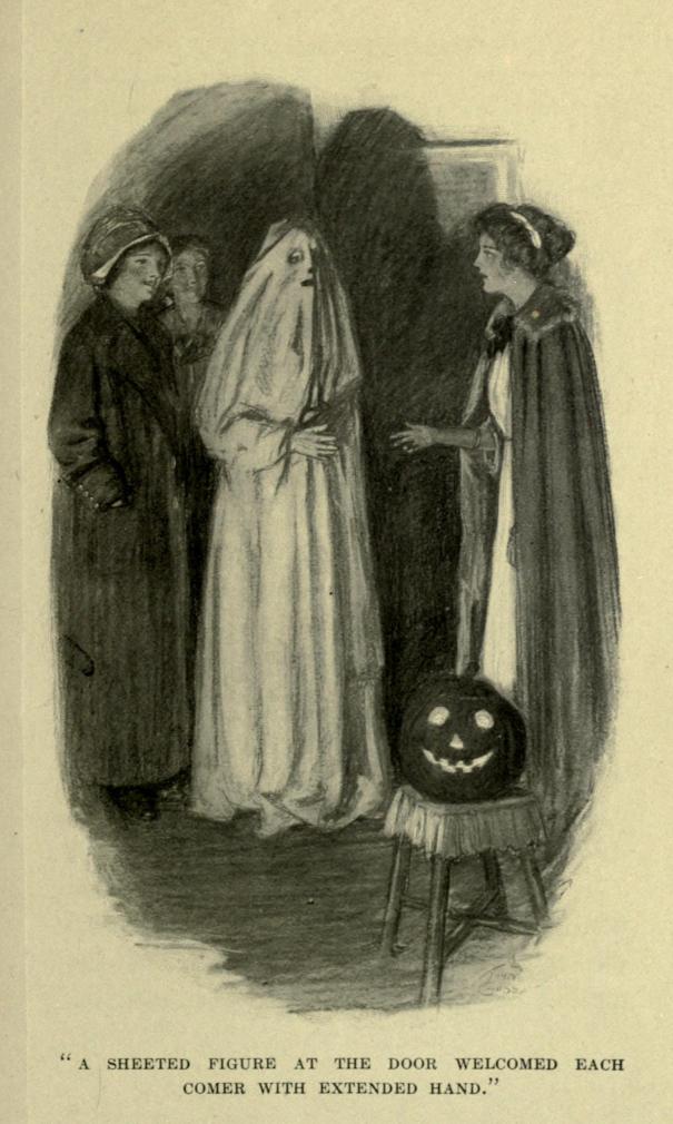 "A SHEETED FIGURE AT THE DOOR WELCOMED EACH COMER WITH EXTENDED HAND."