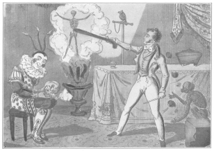 The original Gyngell, a portrait reproduced from the book
on magic written by this famous Bartholomew Fair conjurer. From the
Harry Houdini Collection.