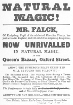 Poster used by Falck of Koenigsberg in 1835, featuring
the trick of exchange of wine. From the Harry Houdini Collection.