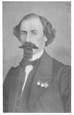 The original Compars Herrmann, who was Robert-Houdin’s
very active rival during the latter’s first engagement in London. Best
portrait now in existence, and only one showing Herrmann in his prime.
Original photograph loaned for this work by James L. Kernan, of
Baltimore, Md., U. S. A.