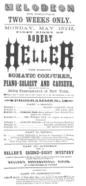Poster used by Robert Heller during his Boston engagement
in 1853. From the Harry Houdini Collection.