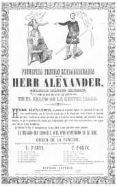 Alexander Heimburger presenting the suspension trick
during his engagement in Brazil. From the Harry Houdini Collection.