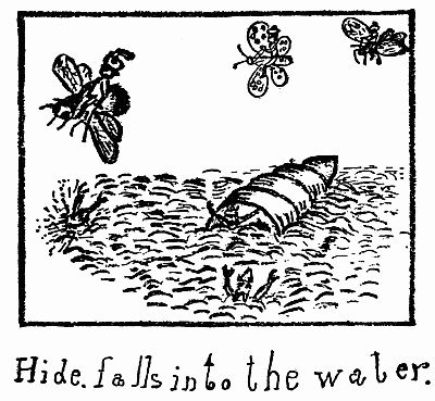 Hide, falls into the water.
The Boy's Illustration.
Fig. 92.—The Sinking of the Pixie Ram.