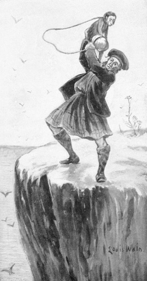 HE TOOK MONKEY AND STONE AND HEAVED THEM
OVER THE CLIFF