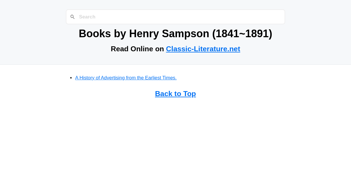 Books by Henry Sampson (1841-1891)