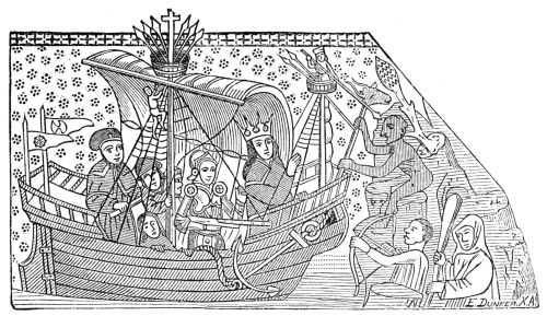 ST. OLAF AND THE TROLDS. FROM FRESCO PAINTING IN TEGELSMORA
CHURCH IN UPLAND.