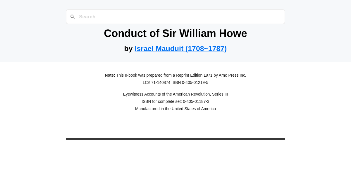 Conduct of Sir William Howe