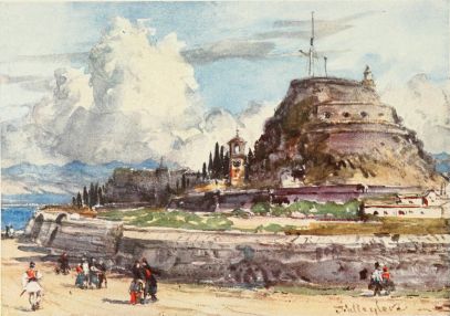 CORFU. THE OLD FORT FROM THE WEST

To the left the Albanian Mountains.