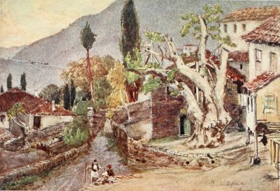 ANDRITSÆNA: THE RESTING-PLACE FOR THE TEMPLE OF APOLLO AT
BASSÆ.

A giant plane-tree stands in the space opposite the church door, and
supports the bells of the church.