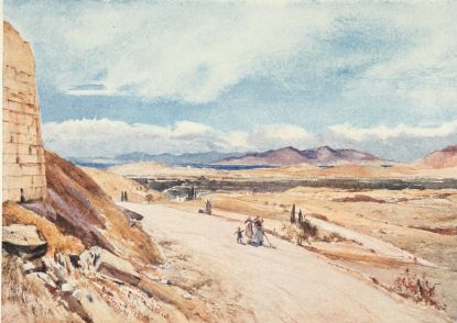 THE SEAWARD END OF THE PLAIN OF ATTICA LOOKING TOWARDS
SALAMIS

The view is bounded to the left by the foot of the Acropolis, with part
of Beulé’s gate; below, to the right of this, we overlook the whole of
the ancient Assembly Place of the Athenian people (the Pnyx), with its
retaining wall of colossal masonry below, and its scarped-rock boundary
and bēma above. Farther away the famous olive groves, following the
course of the Kephissus, stretch along the plain.