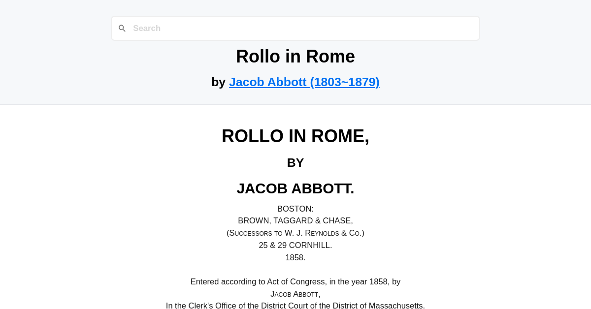 Rollo in Rome by Jacob Abbott (1803~1879)