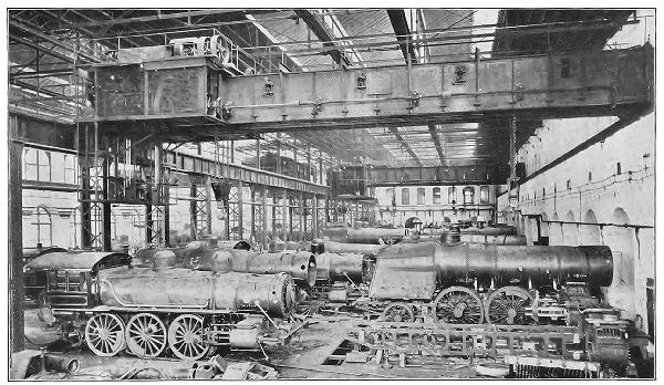 STEEL MANUFACTURE—ERECTING SHOP OF THE BALDWIN
LOCOMOTIVE WORKS, PHILADELPHIA