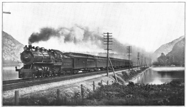 A MODERN LOCOMOTIVE—THE TWENTIETH CENTURY LIMITED AT A
SPEED EXCEEDING NINETY MILES AN HOUR