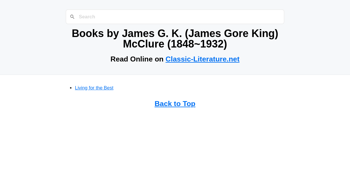 Books by James G. K. (James Gore King) McClure (1848-1932)