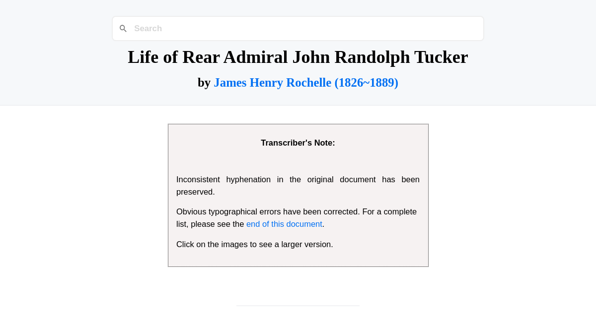 Henry Rochell 111 Life of Rear Admiral John Randolph Tucker by James Henry Rochelle (1826 ...