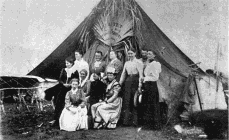 The First Women Colonists of La Gloria.
Mrs. Spiker.  Mrs. Horn.  Mrs. Morrison.  Mrs. Matthews.
Miss Boston.                     Mrs. Hovora Mrs. Lowell.
Mrs. McElman.  Edna Horn.
Mrs. Smith.        Mrs. Neff.
