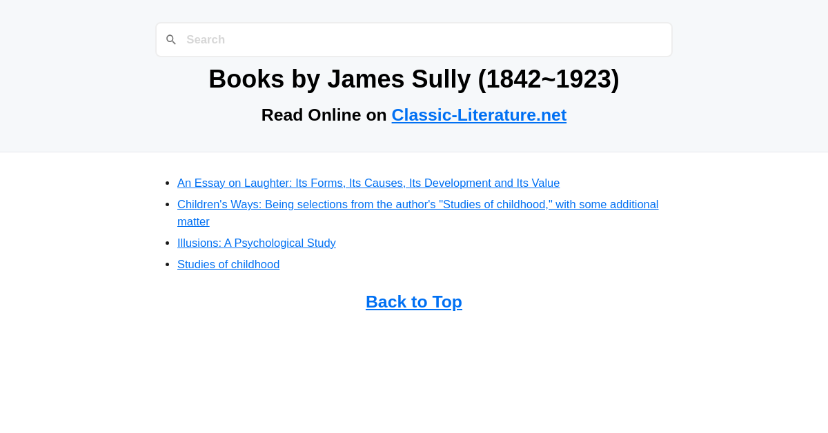 Books by James Sully (1842-1923) - Read Online on Classic-Literature.net