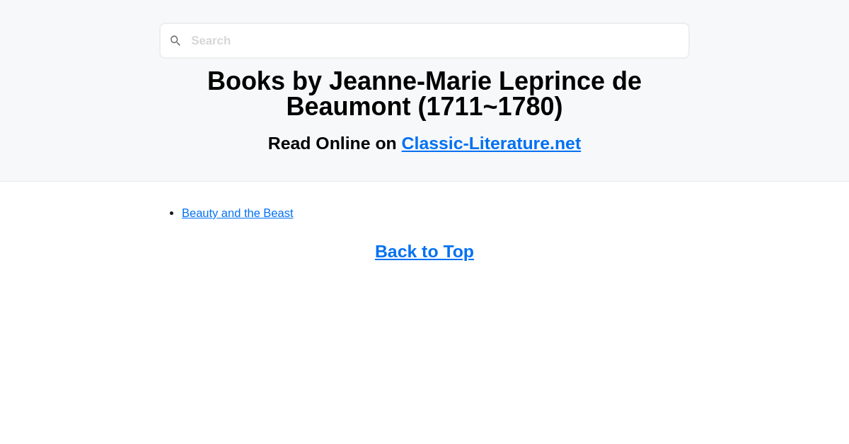 Books by Jeanne-Marie Leprince de Beaumont (1711~1780) - Read Online on