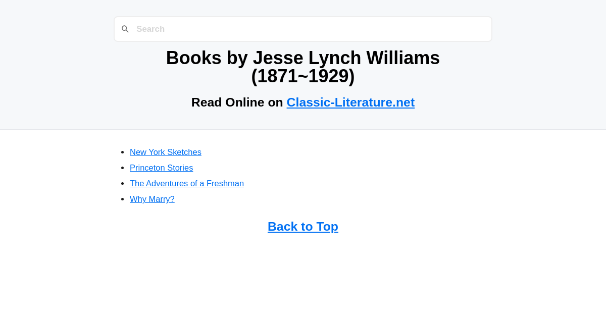 Books by Jesse Lynch Williams (18711929) Read Online on Classic