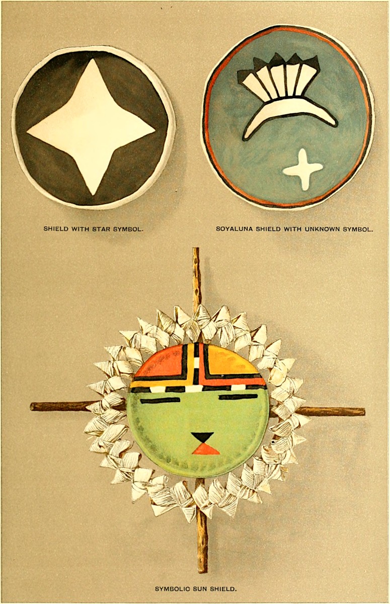 SHIELD WITH STAR SYMBOL.
      SOYALUNA SHIELD WITH UNKNOWN SYMBOL. SYMBOLIC SUN SHIELD.