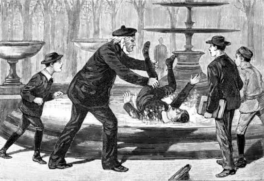 PLUNGED HIM OVER HIS HEAD IN THE ICY
WATER.