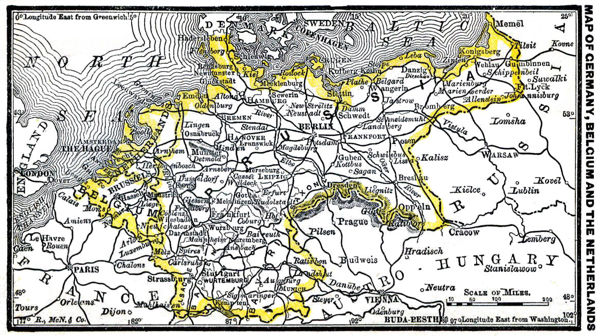 Map of Germany Belgium and the Netherlands